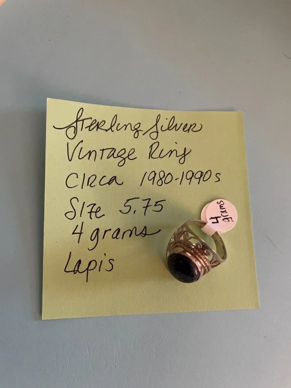 Vintage Sterling Silver Ring Lapis ? Size 5.75 Handmade Free People Boho $150